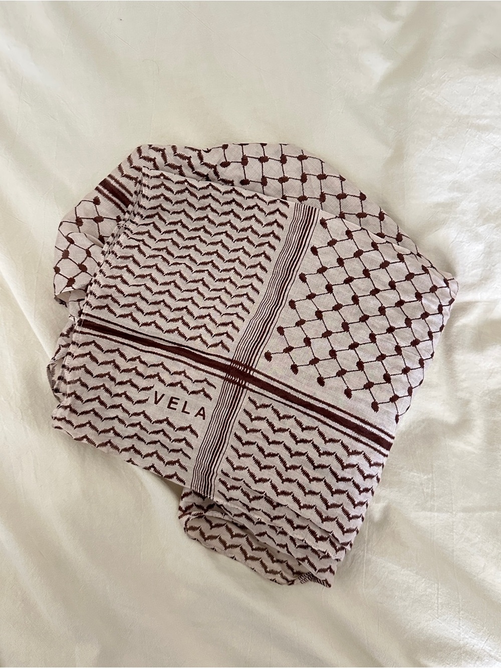 VELA brown kuffiyeh mini modal hijab